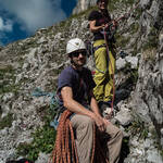 Jeanette und Benedikt beim Einstieg von "Halden Johli" (6a+)